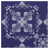 Damast Blau Muster. Stoff (Nahaufnahme)