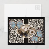 Damast & Blau Postkarte (Vorne/Hinten)