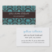 Damast; blaues Braun Visitenkarte (Vorne/Hinten)