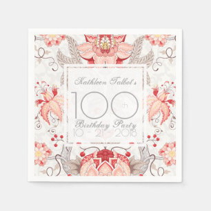Damast-Blumen100. Serviette