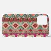 Damast Blumen Geometrisch Farbige Patchworkarbeit Case-Mate iPhone Hülle (Rückseite (Horizontal))
