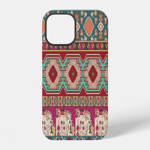 Damast Blumen Geometrisch Farbige Patchworkarbeit iPhone 12 Hülle