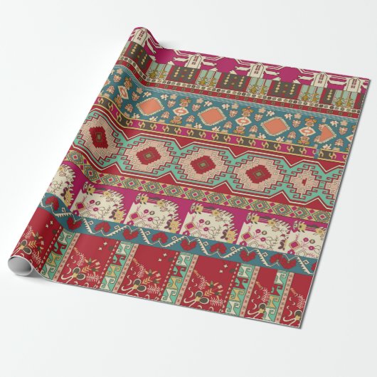 Damast, blumengeschmückt und geometrisch mit farbi geschenkpapier (Ungerollt)