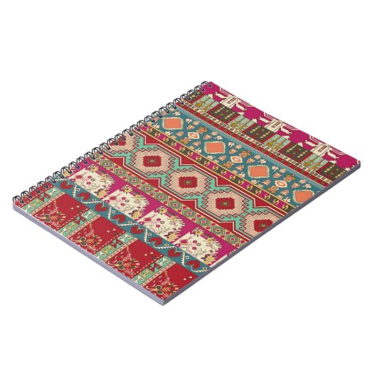 Damast, blumengeschmückt und geometrisch mit farbi notizblock (Linke Seite)