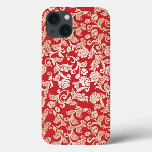 Damast-Blumenhintergrundmuster Case-Mate iPhone Hülle (Rückseite)