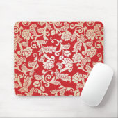 Damast-Blumenhintergrundmuster Mousepad (Mit Mouse)