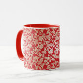 Damast-Blumenhintergrundmuster Tasse (Vorderseite Links)