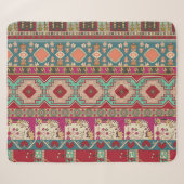 Damast-Blumenmuster-Geometrie-Farbige Patchwork Sherpadecke (Vorderseite (Horizontal))