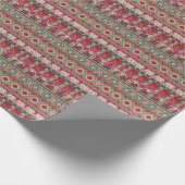 Damast-Blumenmuster-Geometrisch-Bunte-Patchworkarb Geschenkpapier (Ecke)