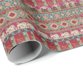 Damast-Blumenmuster-Geometrisch-Bunte-Patchworkarb Geschenkpapier (Rolleneckpunkt)