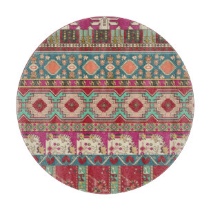 Damast-Blumenmuster-Geometrisches Farbige Patchwor Schneidebrett