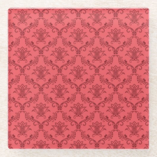 Damast-Blumenmuster Glasuntersetzer (Vorderseite)