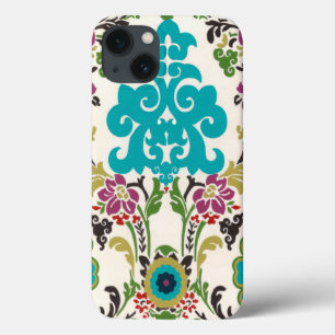 Damast-Blumenmuster-Pflaumen-Türkis Case-Mate iPhone Hülle