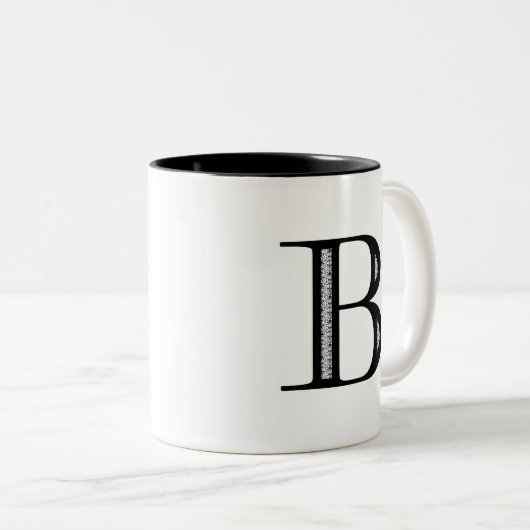 Damast-Buchstabe B - Schwarzes Zweifarbige Tasse (VorderseiteRechts)