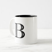 Damast-Buchstabe B - Schwarzes Zweifarbige Tasse (Vorderseite Links)