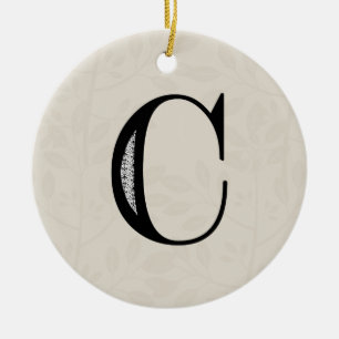 Damast-Buchstabe C - Schwarzes Keramikornament