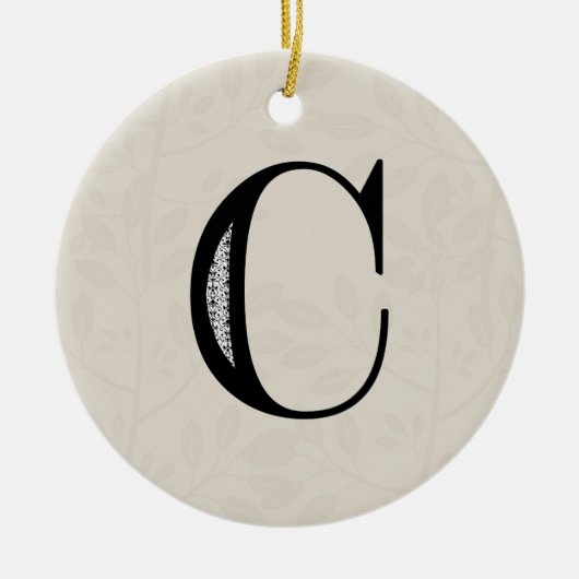 Damast-Buchstabe C - Schwarzes Keramikornament (Vorne)