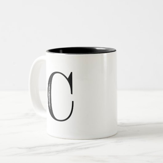 Damast-Buchstabe C - Schwarzes Zweifarbige Tasse (Vorderseite Links)
