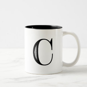 Damast-Buchstabe C - Schwarzes Zweifarbige Tasse