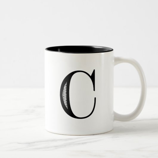 Damast-Buchstabe C - Schwarzes Zweifarbige Tasse (Rechts)