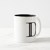 Damast-Buchstabe D - Schwarzes Zweifarbige Tasse (VorderseiteRechts)