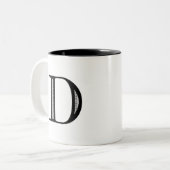 Damast-Buchstabe D - Schwarzes Zweifarbige Tasse (Vorderseite Links)