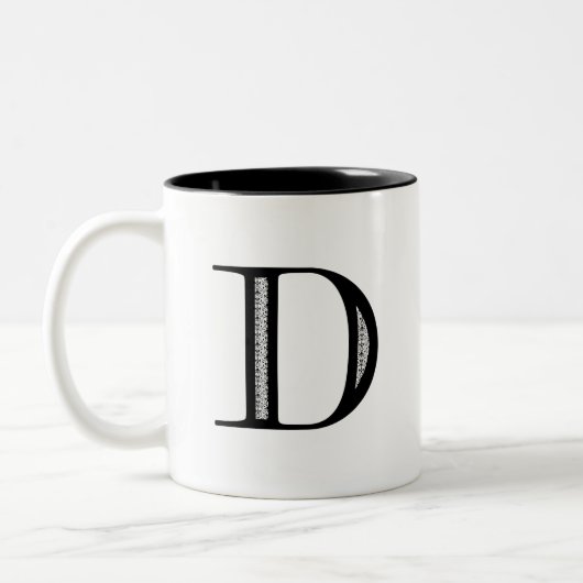 Damast-Buchstabe D - Schwarzes Zweifarbige Tasse (Links)