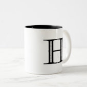 Damast-Buchstabe H - Schwarzes Zweifarbige Tasse (VorderseiteRechts)