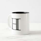 Damast-Buchstabe H - Schwarzes Zweifarbige Tasse (Vorderseite Links)