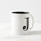 Damast-Buchstabe J - Schwarzes Zweifarbige Tasse (VorderseiteRechts)