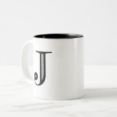 Damast-Buchstabe J - Schwarzes Zweifarbige Tasse (Vorderseite Links)