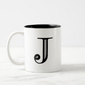 Damast-Buchstabe J - Schwarzes Zweifarbige Tasse (Links)