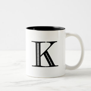 Damast-Buchstabe K - Schwarzes Zweifarbige Tasse