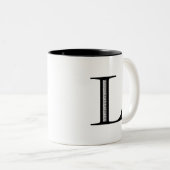 Damast-Buchstabe L - Schwarzes Zweifarbige Tasse (VorderseiteRechts)