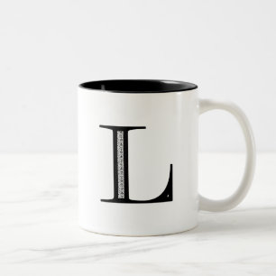 Damast-Buchstabe L - Schwarzes Zweifarbige Tasse