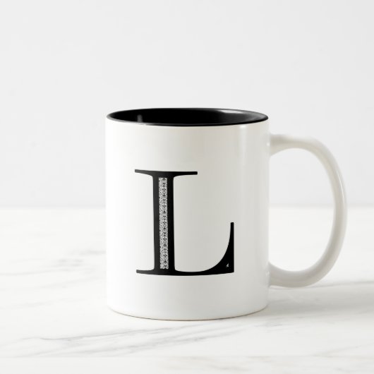 Damast-Buchstabe L - Schwarzes Zweifarbige Tasse (Rechts)