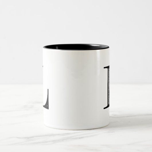 Damast-Buchstabe L - Schwarzes Zweifarbige Tasse (Mittel)