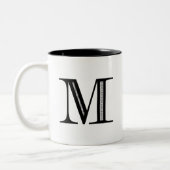 Damast-Buchstabe M - Schwarzes Zweifarbige Tasse (Links)