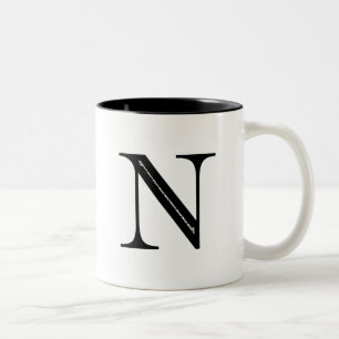 Damast-Buchstabe N - Schwarzes Zweifarbige Tasse