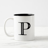 Damast-Buchstabe P - Schwarzes Zweifarbige Tasse (Links)