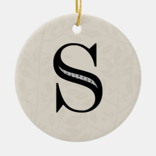 Damast-Buchstabe S - Schwarzes Keramikornament
