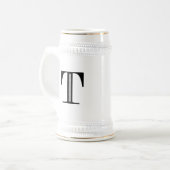Damast-Buchstabe T - Schwarzes Bierglas (Vorderseite Links)