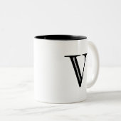 Damast-Buchstabe V - Schwarzes Zweifarbige Tasse (VorderseiteRechts)