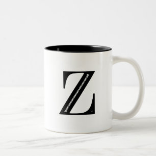 Damast-Buchstabe Z - Schwarzes Zweifarbige Tasse