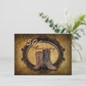 Damast Cowboy Land 50. Hochzeit Einladung (Stehend Vorderseite)