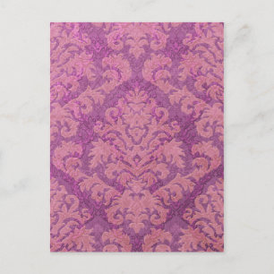 Damast-Damastvelours, Double Damask in Rosa und Pf Postkarte