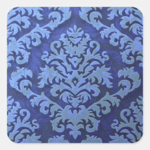 Damast-Damastvelvet mit geprägten Blättern Quadratischer Aufkleber