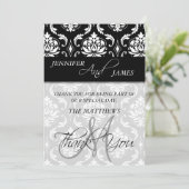 Damast danken Ihnen kardiert Monogramm-Namen Dankeskarte (Stehend Vorderseite)
