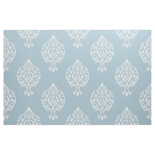 Damast dekorative große Ptn Creme auf Blau Stoff (Yard (91,4 cm))