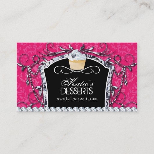 Damast-Diva-Kuchen-Bäckerei-Visitenkarte Visitenkarte (Vorderseite)